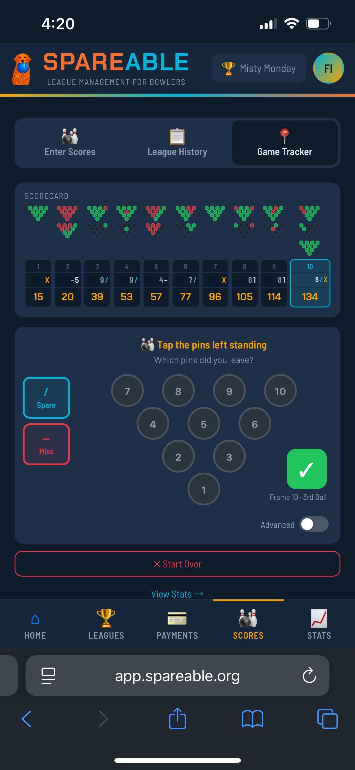 Game Tracker — tracking a live game frame by frame